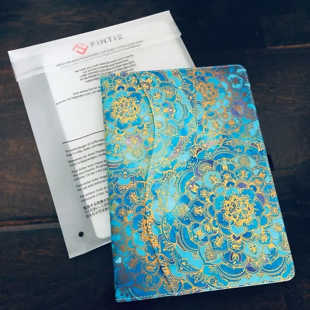 Fintie iPad Tablet Case Mandala Gold Metallic Teal Blue